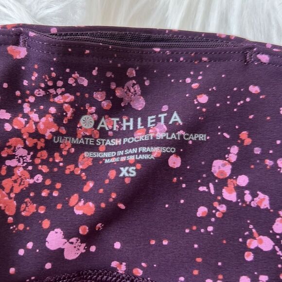 Athleta ultimate stash pocket splat capri splatter paint leggings - Picture 2 of 8